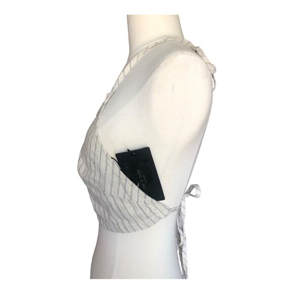 Rag & Bone NWT Zoe Natural Striped Pintuck Sleeveless Halter Top Blouse XS - Picture 7 of 13